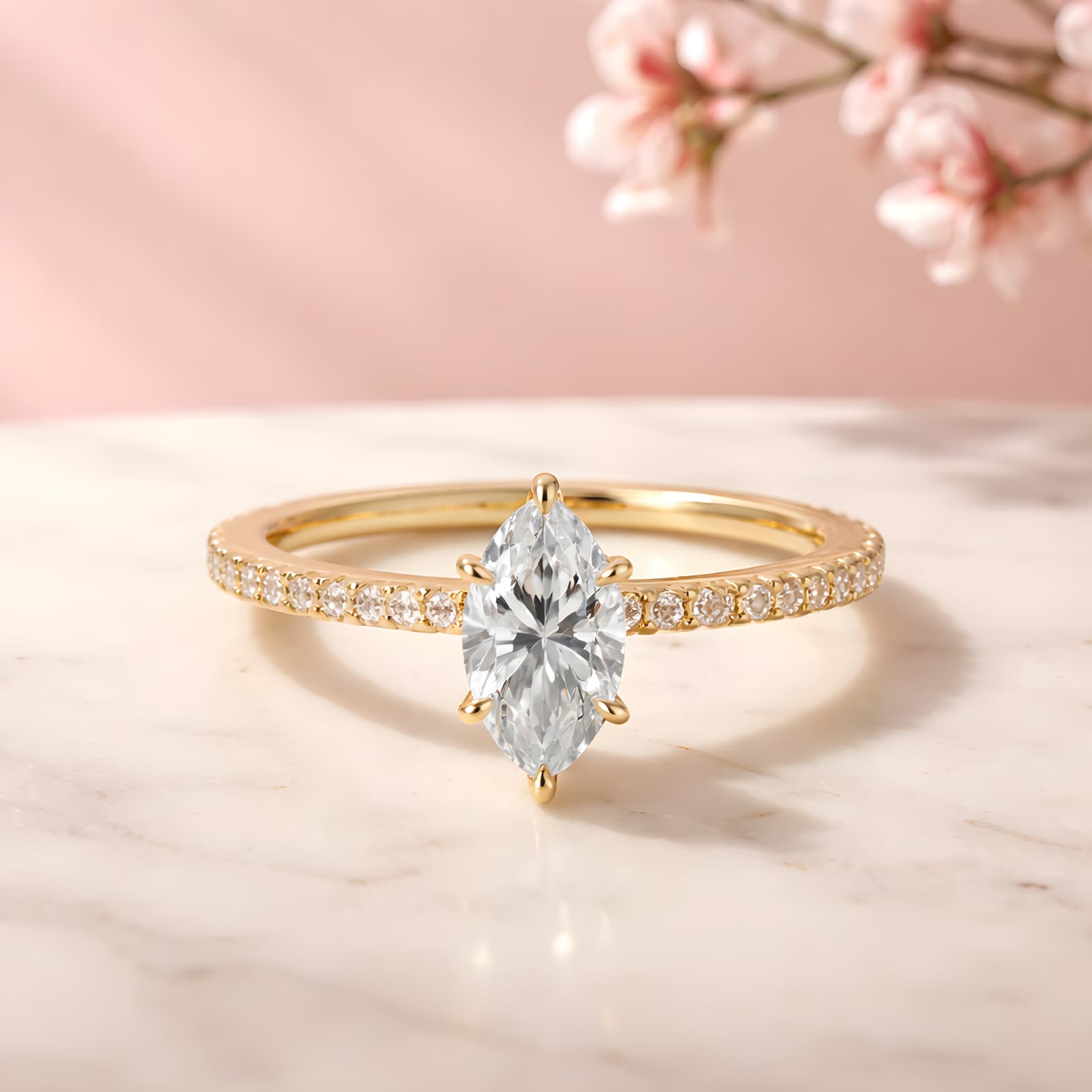 Marquise Side Stone Ring