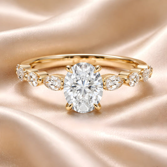 Romantic Oval Diamond Ring