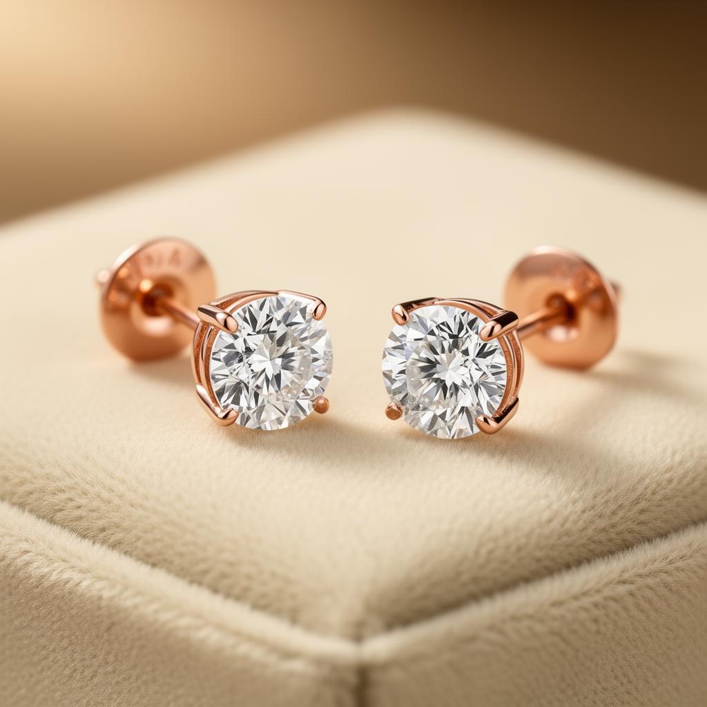 The Céleste Diamond Studs - 14k Rose Gold