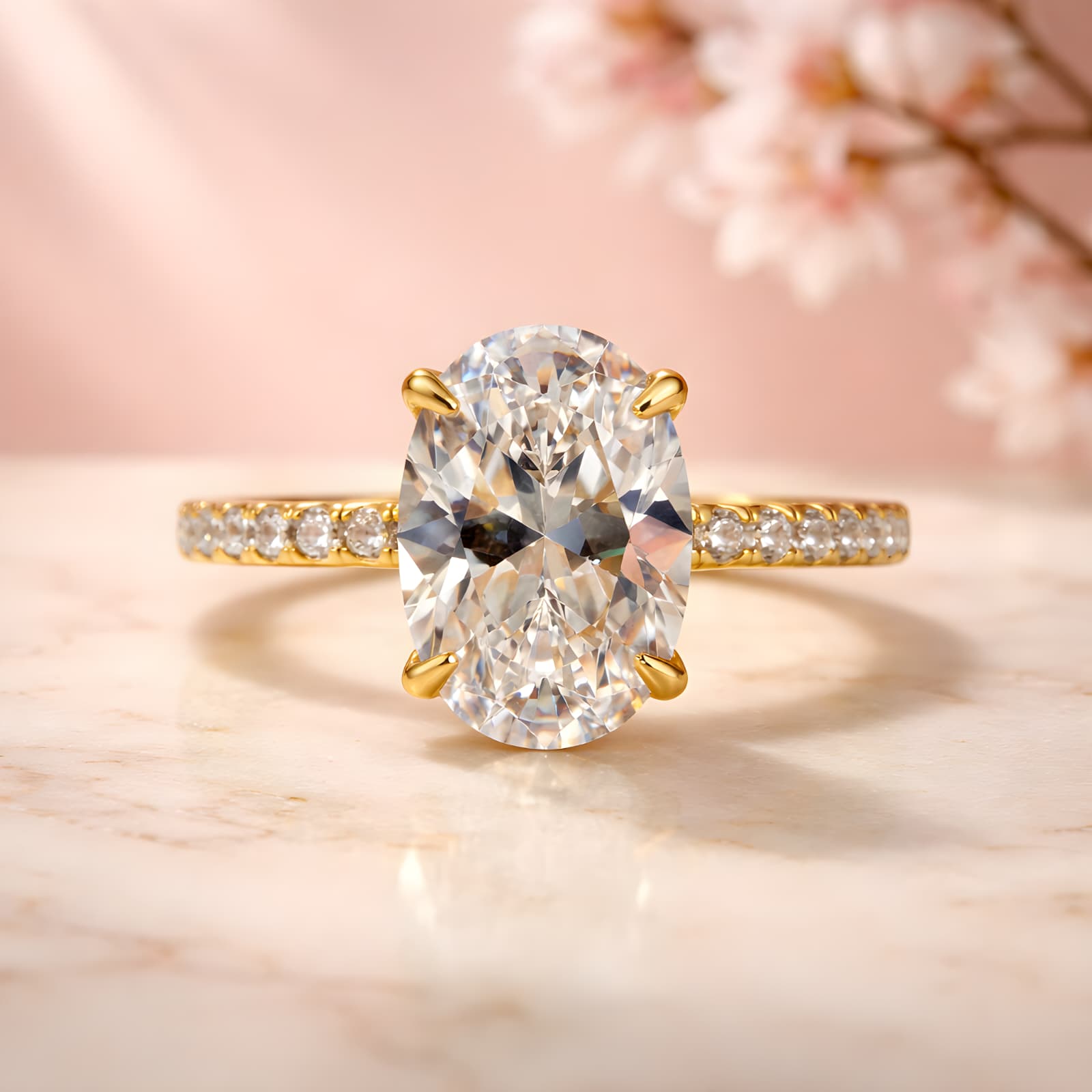 Oval Side Stone Ring